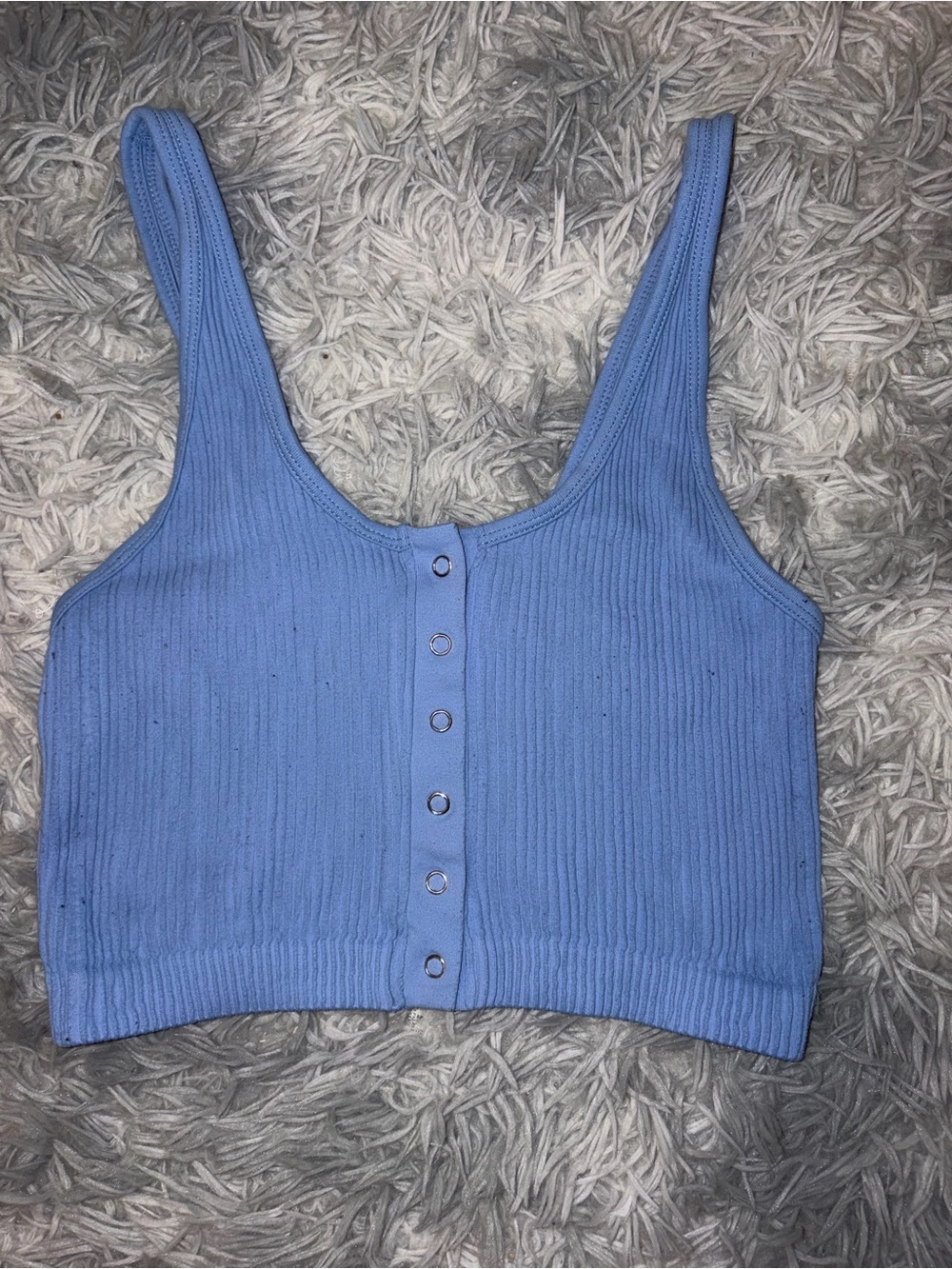 Ribbed Snap-Front Crop Tank Top